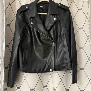 INC International Concepts Black Leather Jacket